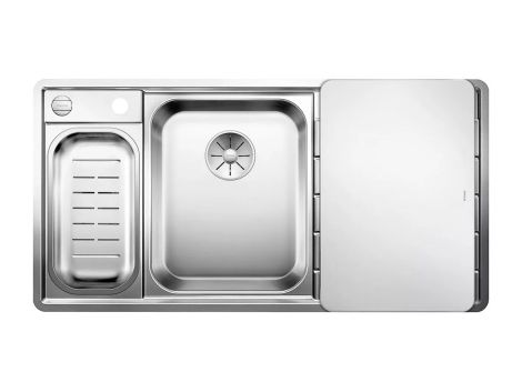 BLANCO AXIS III 6 S-IF zlewozmywak 100x51 cm z odsączarka komora lewa, korek auto., InFino, deska szkło białe, stal polerowana 522105 522105 od 