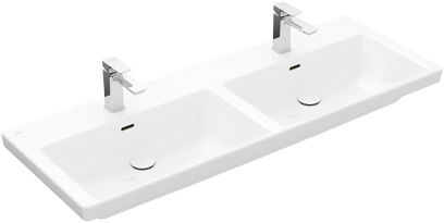 VILLEROY&BOCH Subway 3.0 Umywalka meblowa podwójna 130 x 47,5 x 16,5cm, z przelewem, Nieszlifowany biały 4A71D601 4A71D601 od 