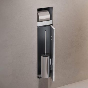 HANSGROHE XtraStoris Rock Zamykana wnęka do wyłożenia płytkami z pojemnikiem na szczotkę i papier toaletowy ramka drzwi w kolor biały mat 56062700 56062700 od 